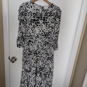 APRICOT Black and White Printed Tiered Maxi Dress